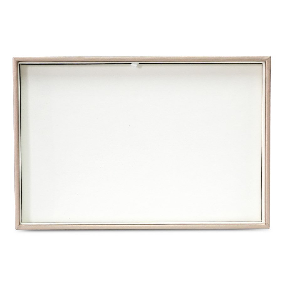 Bandeja Lisa com Placa para Joias Vinil Dourado - Vinil Branco