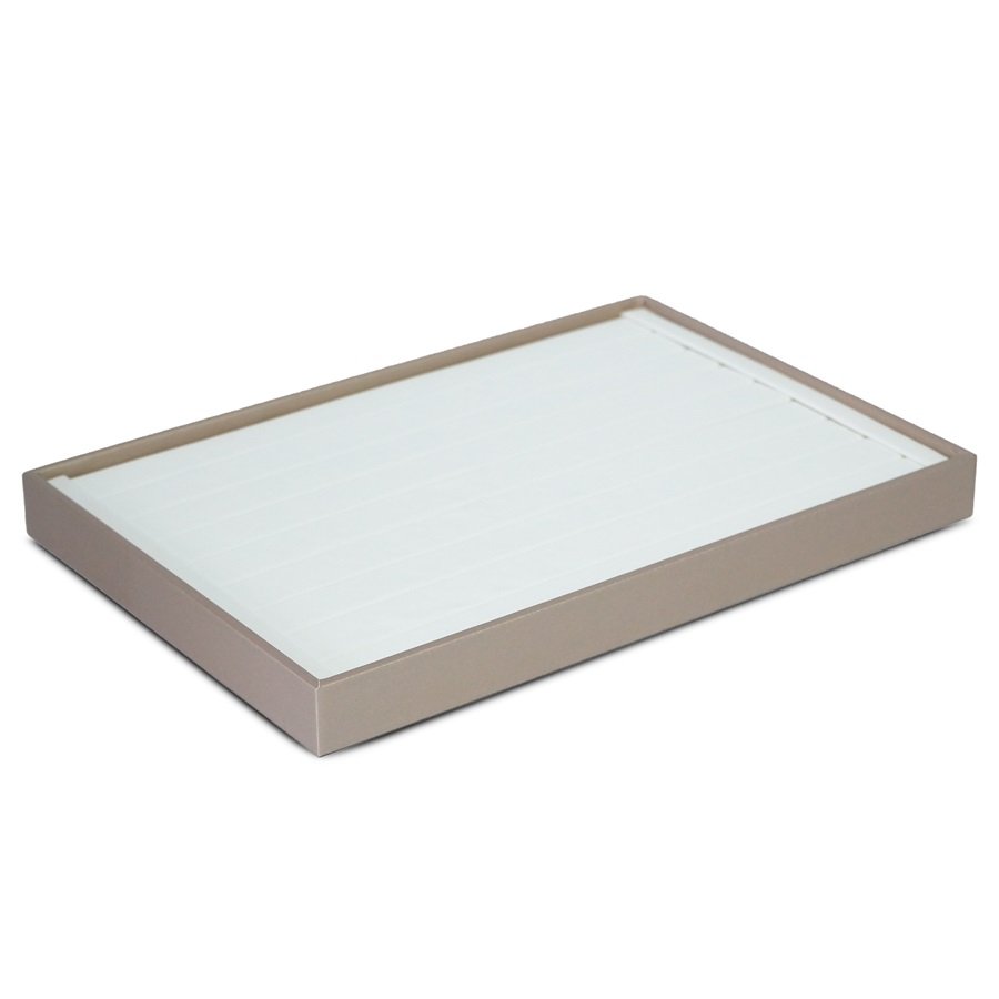 Bandeja com Rolete para Anéis Vinil Dourado - Vinil Branco