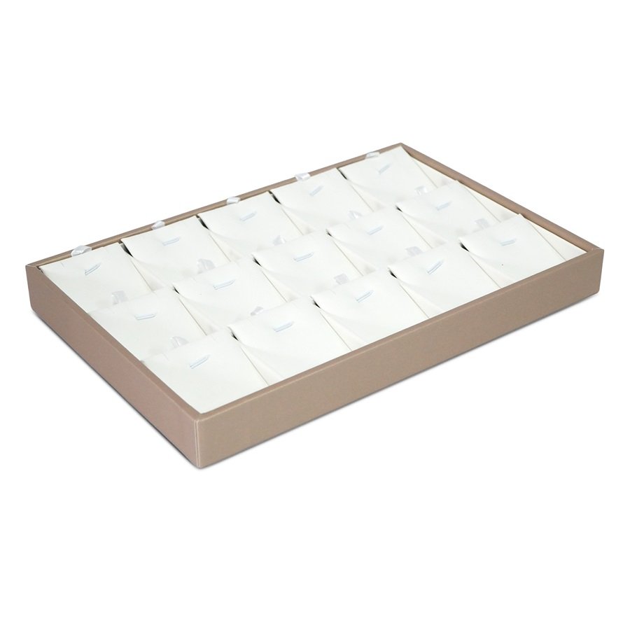Bandeja para Gargantilha e Pingente com 15 Cartelas Vinil Dourado - Vinil Branco