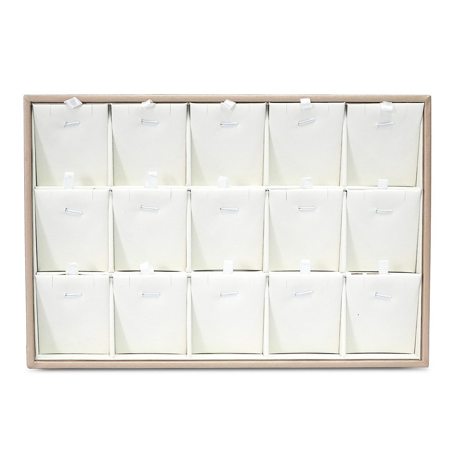 Bandeja para Gargantilha e Pingente com 15 Cartelas Vinil Dourado - Vinil Branco