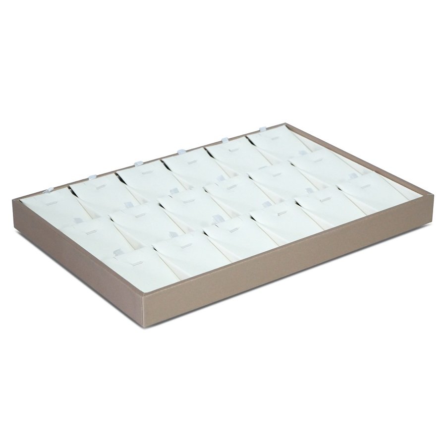Bandeja para Gargantilha e Pingente 18 Cartelas Vinil Dourado - Vinil Branco