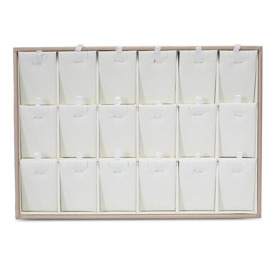 Bandeja para Gargantilha e Pingente 18 Cartelas Vinil Dourado - Vinil Branco