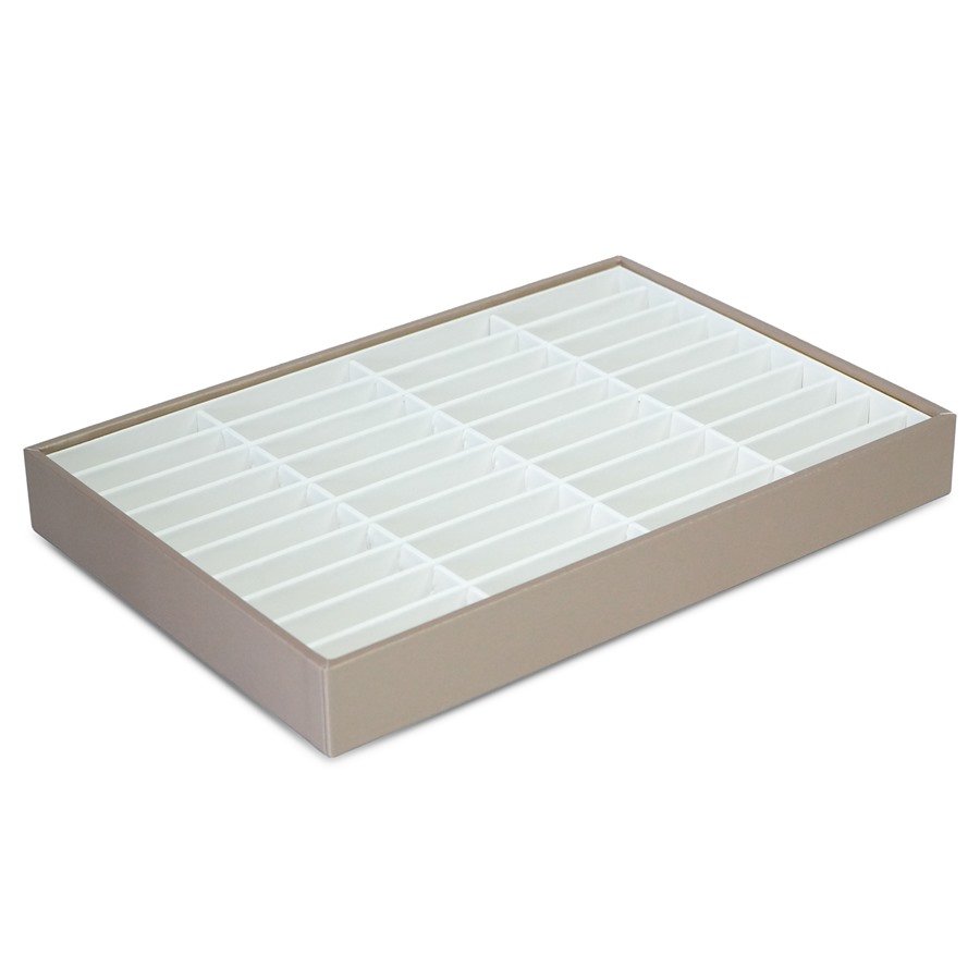 Bandeja 40 Espaços para Braceletes Vinil Dourado - Vinil Branco
