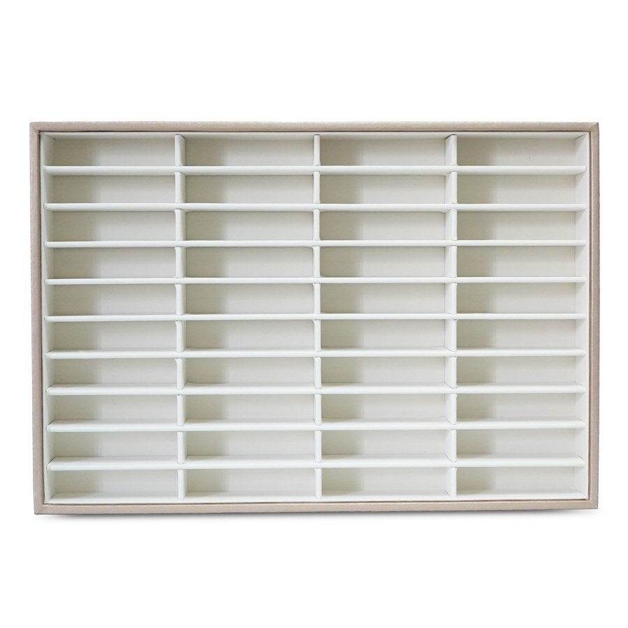 Bandeja 40 Espaços para Braceletes Vinil Dourado - Vinil Branco