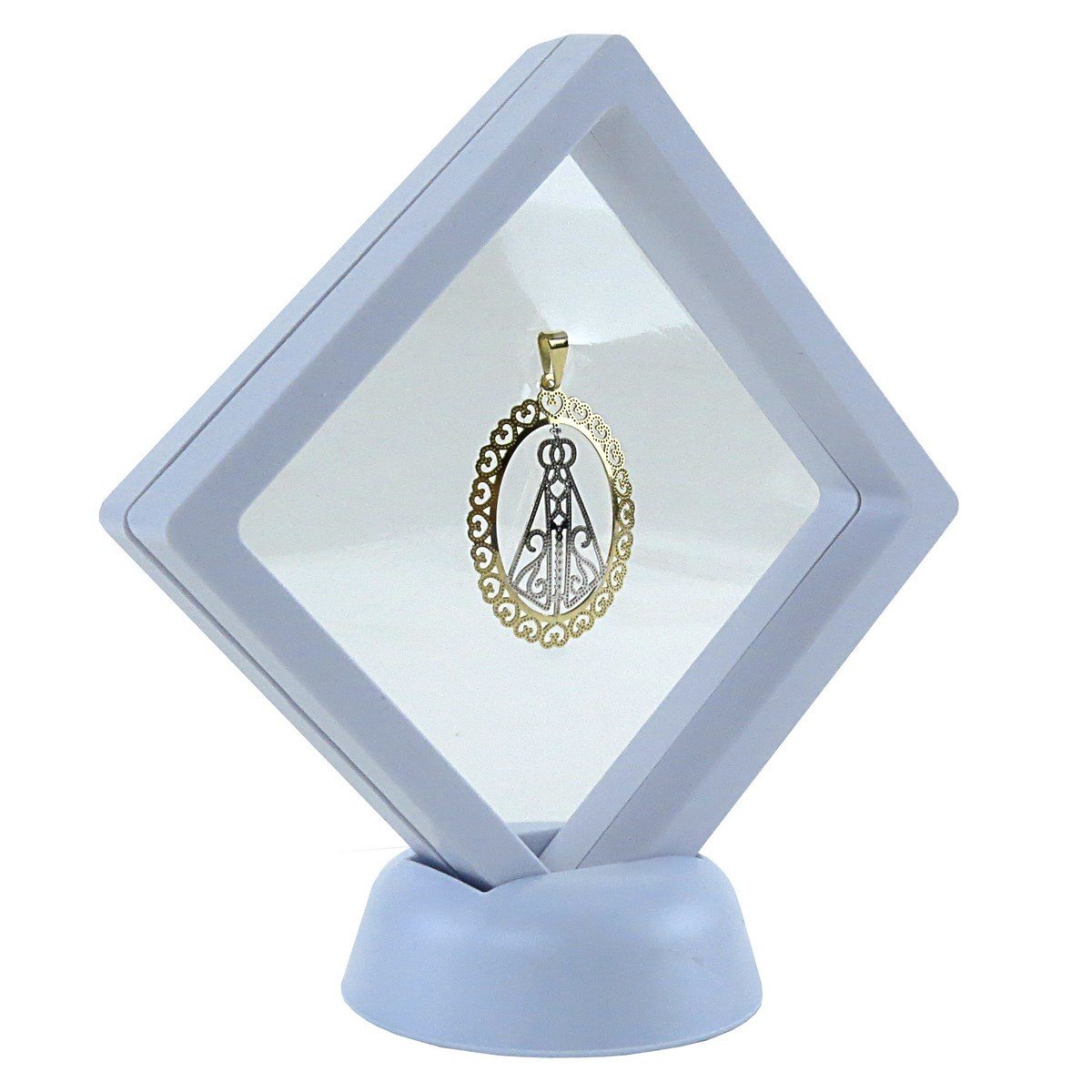 Expositor Flutuante para Joias - 9x9 cm. Branco