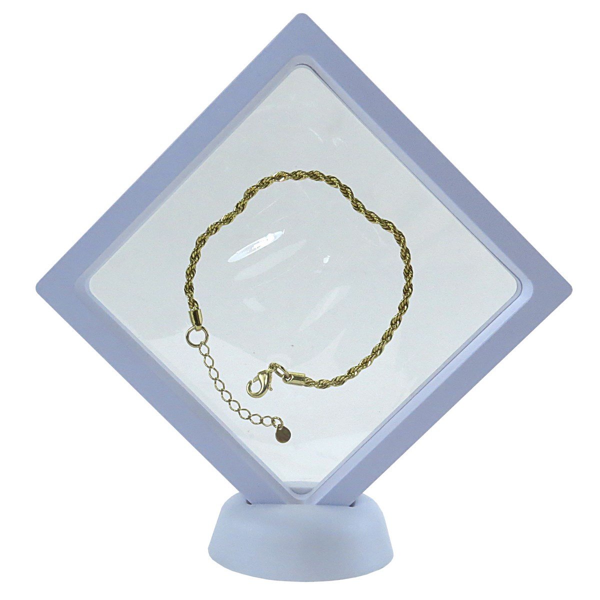 Expositor Flutuante para Joias - 11x11 cm. Branco