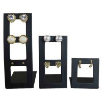 Trio de Expositores para Brincos - 12,5x5x5 cm. Vinil Vinil Helene Preto