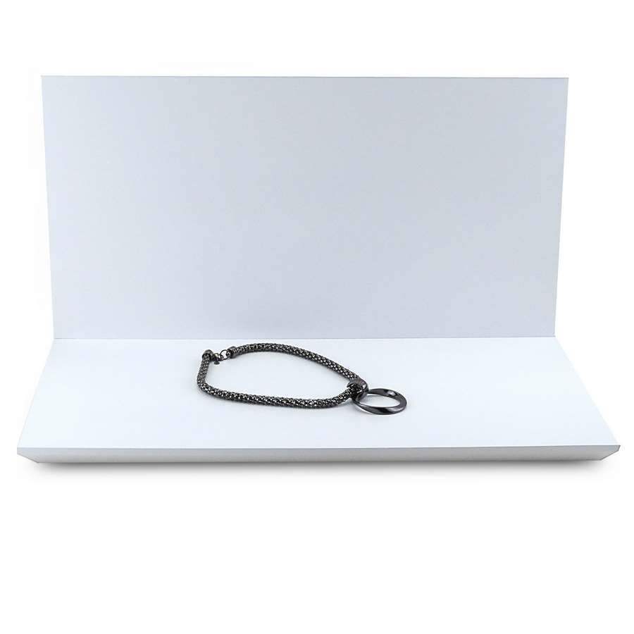 Base Expositora com Fundo para Vitrine de Joias - 45x24x2cm Branco D