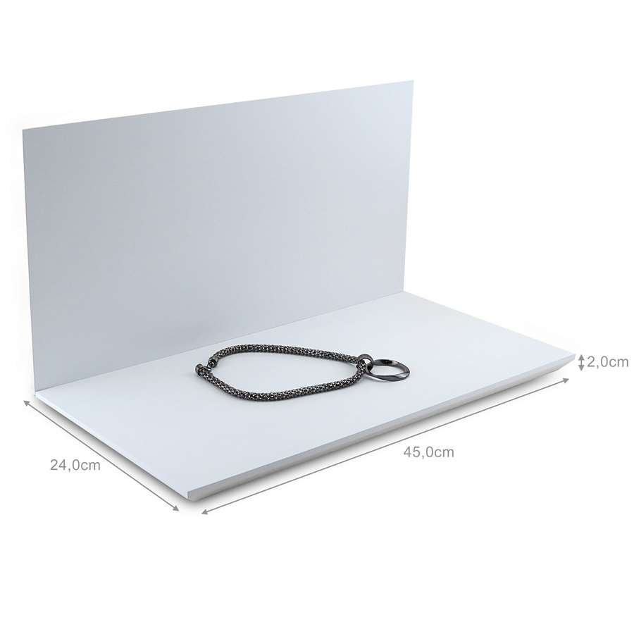 Base Expositora com Fundo para Vitrine de Joias - 45x24x2cm Branco D