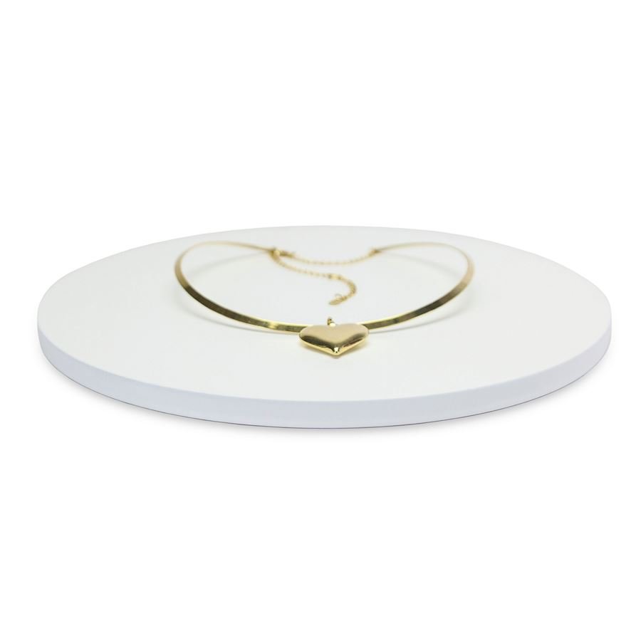 Base Expositora Amadeirada Redonda - 23x0,9 cm Branco