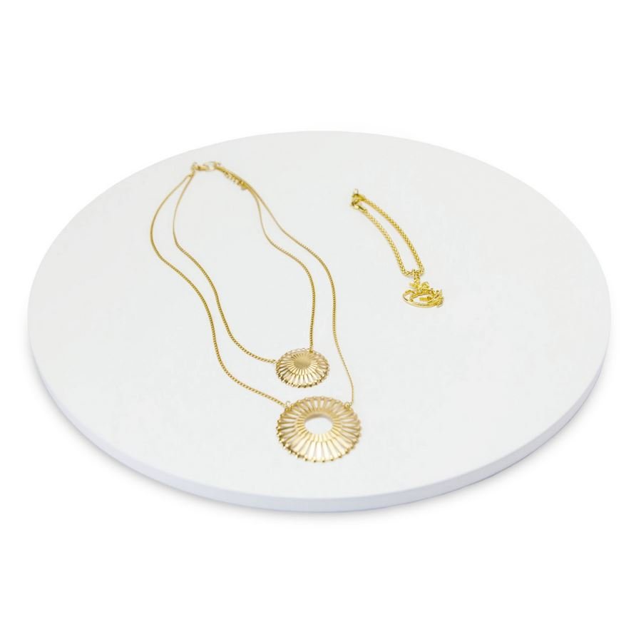 Base Expositora Amadeirada Redonda - 30x0,9 cm Branco