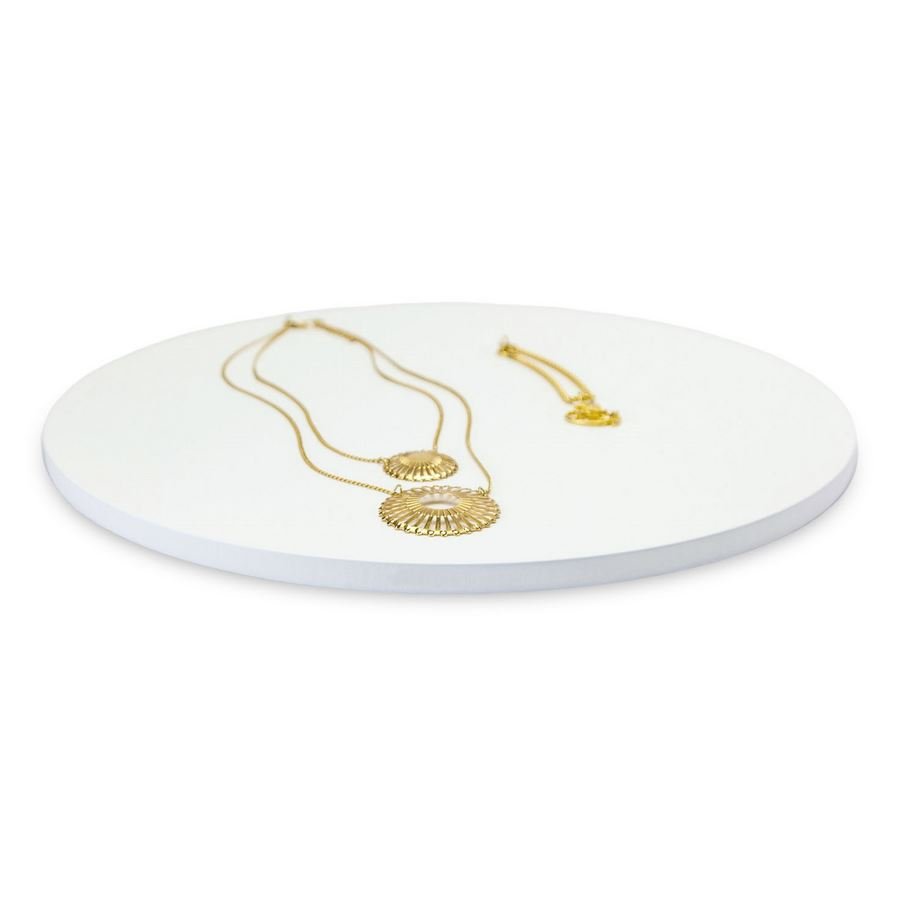 Base Expositora Amadeirada Redonda - 30x0,9 cm Branco