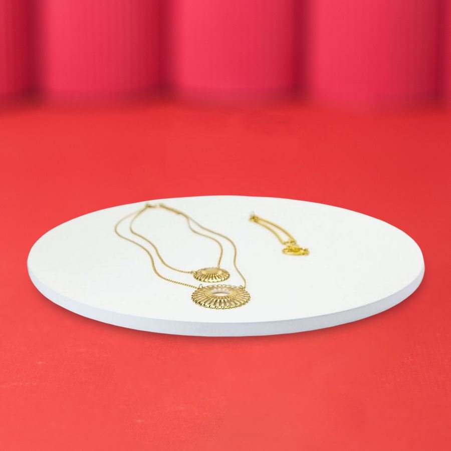 Base Expositora Amadeirada Redonda - 30x0,9 cm Branco