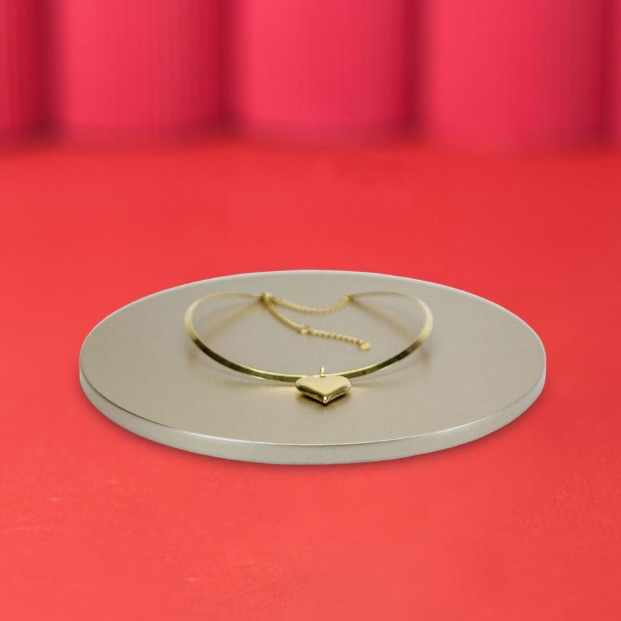 Base Amadeirada Redonda P 23x0,9 cm Champagne