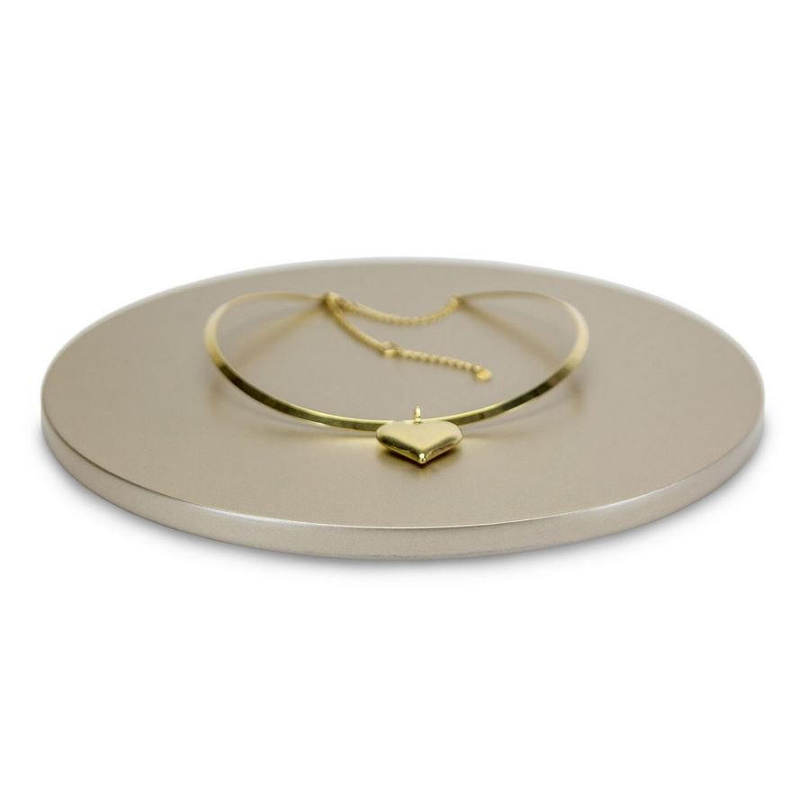 Base Amadeirada Redonda P 23x0,9 cm Champagne