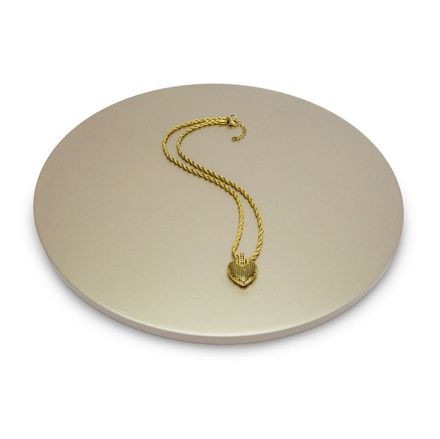 Base Amadeirada Redonda M 26x0,9 cm Champagne