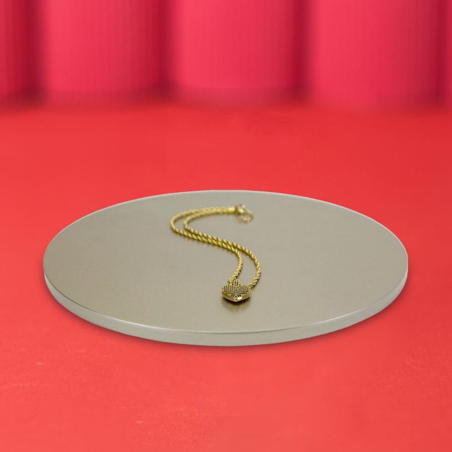 Base Amadeirada Redonda M 26x0,9 cm Champagne