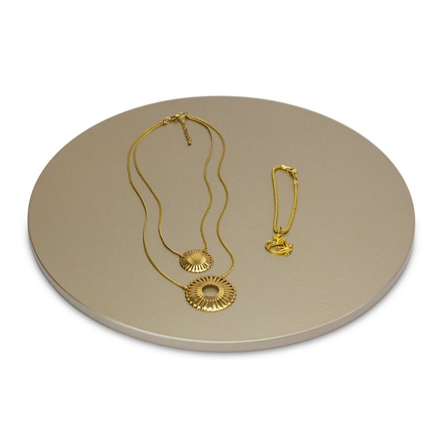 Base Amadeirada Redonda G 30x0,9 cm Champagne