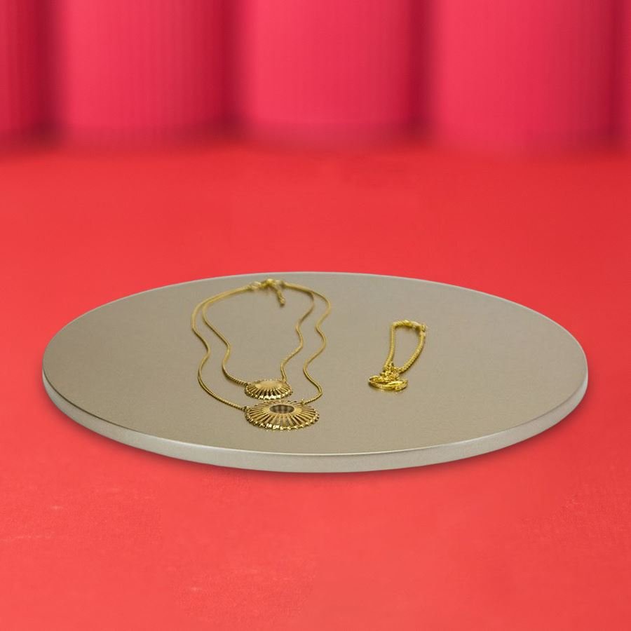 Base Amadeirada Redonda G 30x0,9 cm Champagne