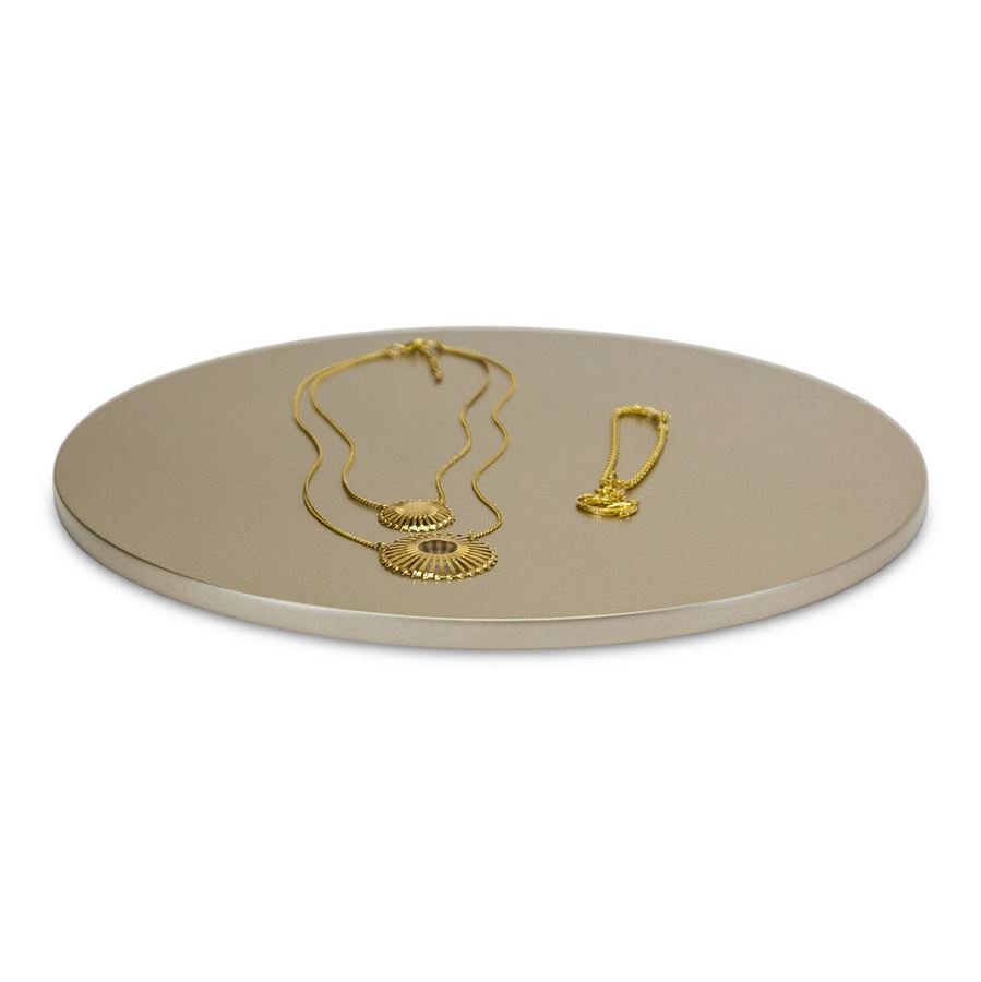 Base Amadeirada Redonda G 30x0,9 cm Champagne