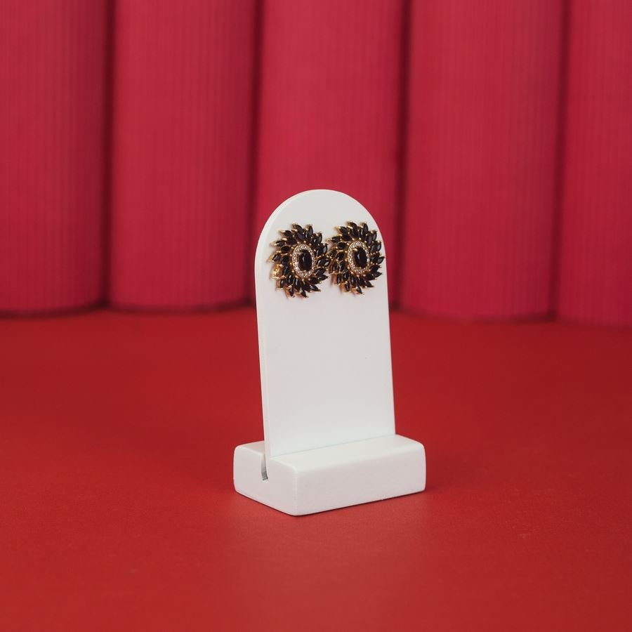 Expositor Amadeirado Brinco Redondo M 10x5x3,5 cm Branco