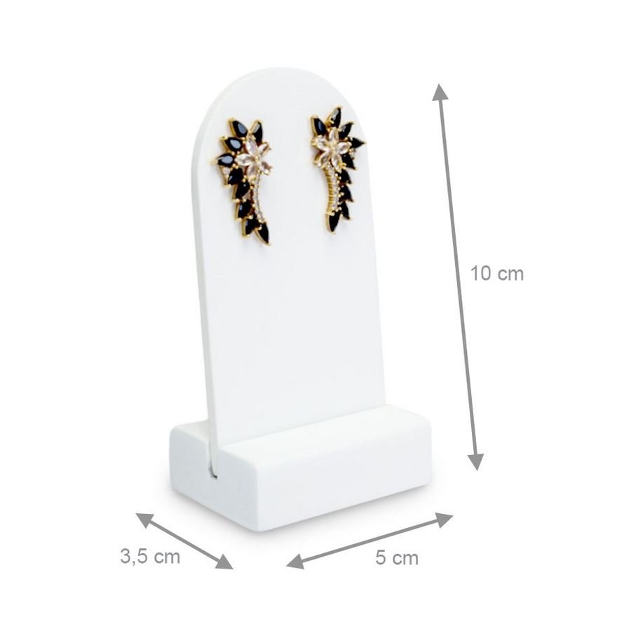 Expositor Amadeirado Brinco Redondo M 10x5x3,5 cm Branco