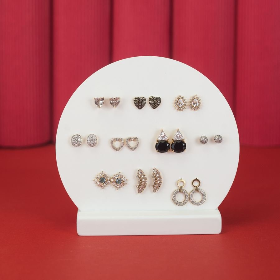 Expositor Amadeirado Multiplo Circulo 14,5x13,5x3,5 cm Branco