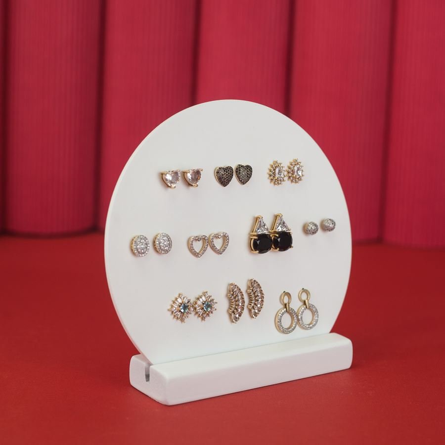 Expositor Amadeirado Multiplo Circulo 14,5x13,5x3,5 cm Branco