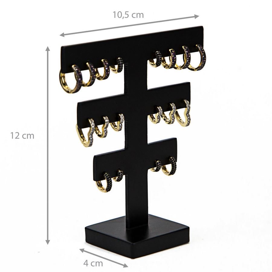Expositor Grande para Brincos - 10,5x4x12 cm. Preto