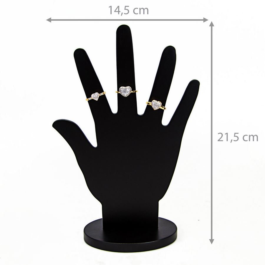 Mão Expositora para Joias - 14,5x4x21,5 cm. Preto