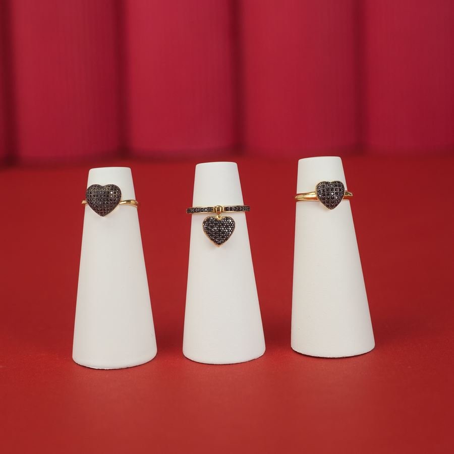 Trio de Expositores Amadeirados para Anéis - 6,5x2,8 cm. Branco