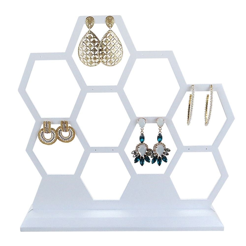 Expositor Amadeirado para Brincos - 7x10x5,2 cm. Branco