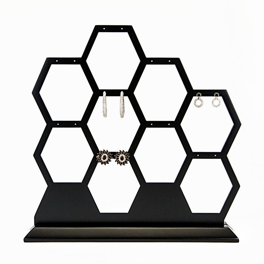 Expositor Amadeirado para Brincos - 7x10x5,2 cm. Preto