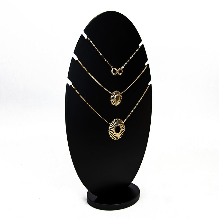 Expositor Amadeirado Oval 3 Gargantilha 'G' 18,5x8x30,5 Preto