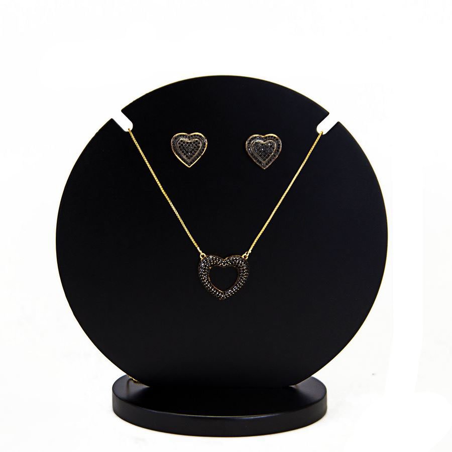 Expositor Amadeirado Circular Brinco e Gargantilha 