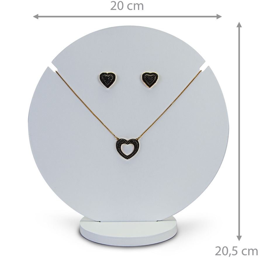 Expositor Amadeirado Circular Brinco e Gargantilha 'G' 20cm Branco
