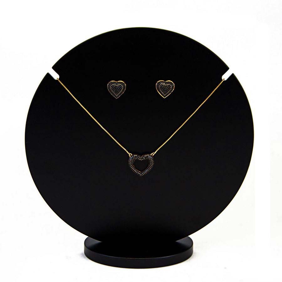 Expositor Amadeirado Circular Brinco e Gargantilha 