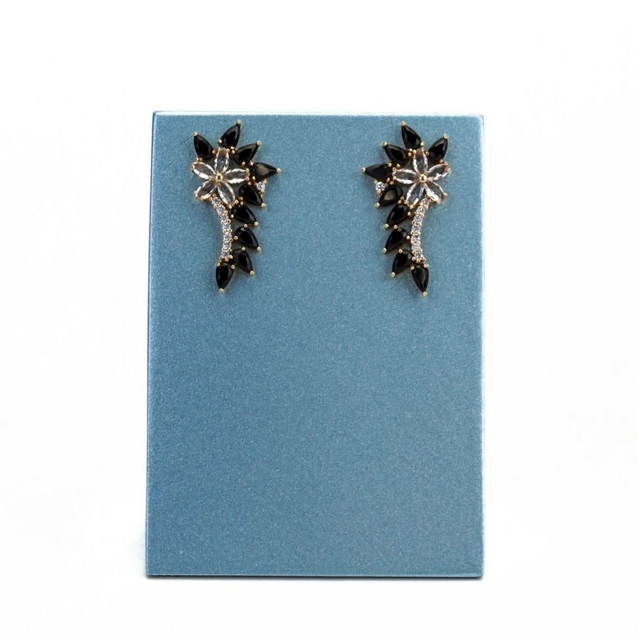 Expositor Médio Amadeirado para Brincos - 7x4x10 cm. Azul Perolado