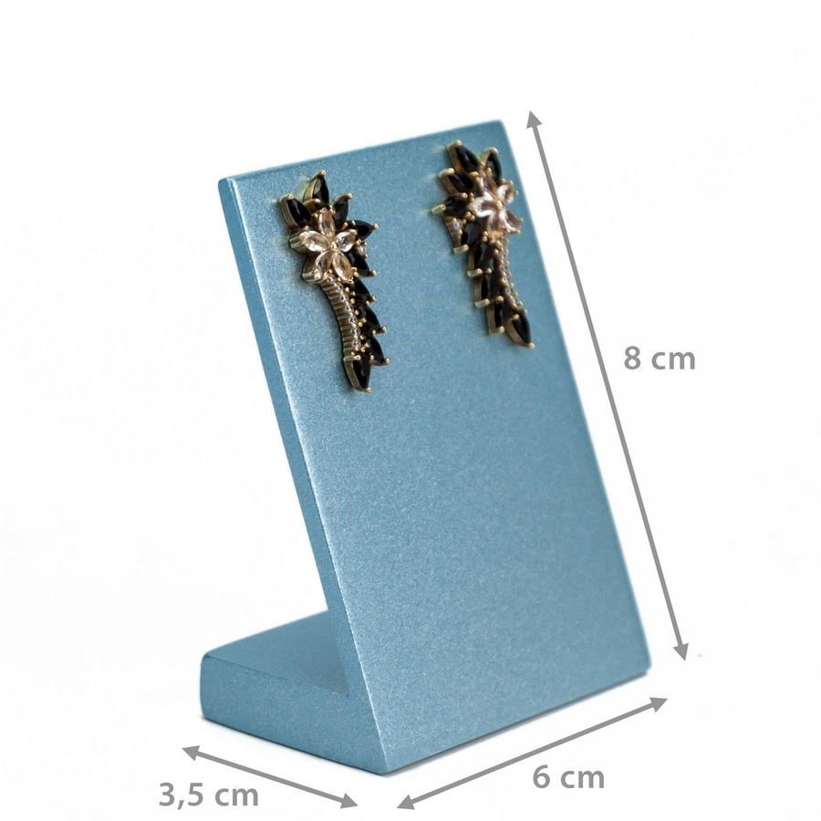 Expositor Médio Amadeirado para Brincos - 7x4x10 cm. Azul Perolado