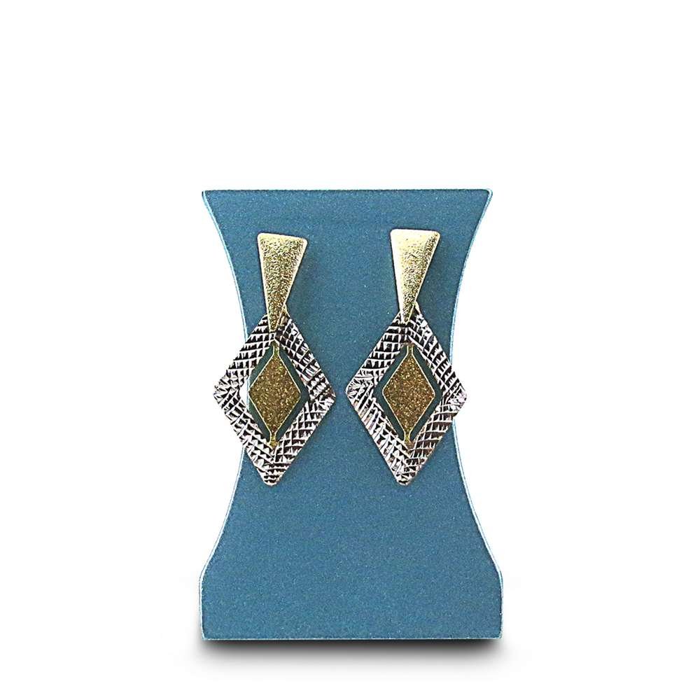 Expositor Pequeno Amadeirado para Brincos - 3x5x7 cm. Azul Perolado