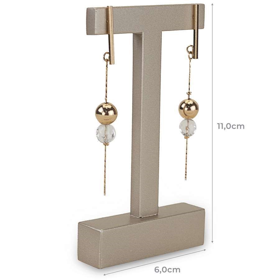  Expositor Grande Amadeirado para Brincos - 6x11x0,3 cm. Champagne