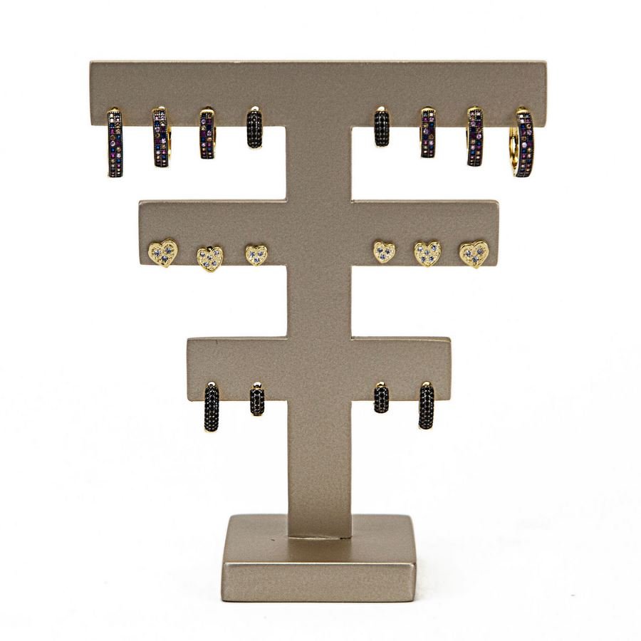 Expositor Grande Amadeirado para Brincos - 10,5x4x12 cm. Champagne