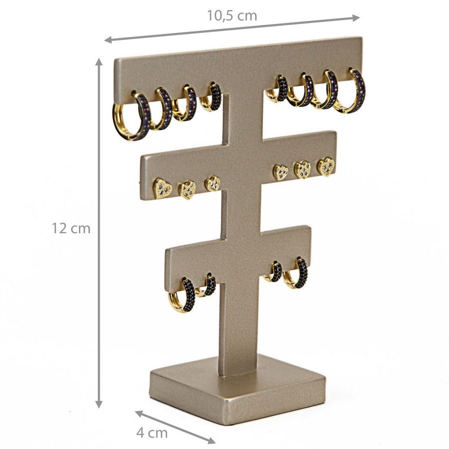 Expositor Grande Amadeirado para Brincos - 10,5x4x12 cm. Champagne