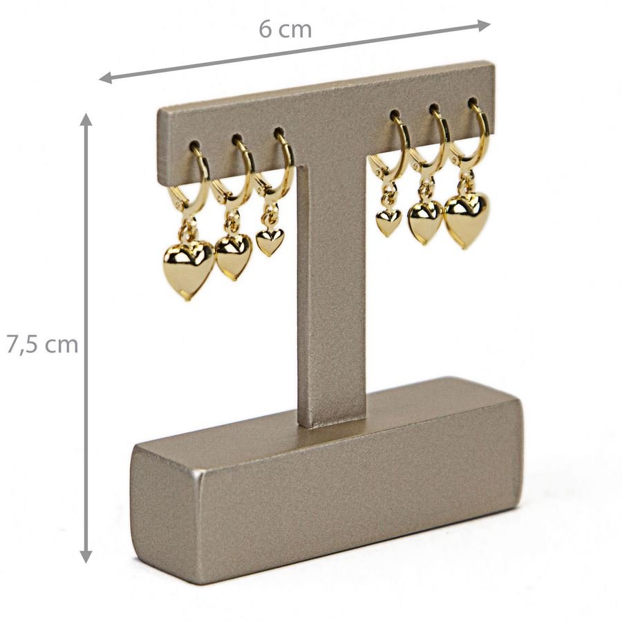 Expositor Pequeno Amadeirado para Brincos - 2x6x7,5 cm. Champagne