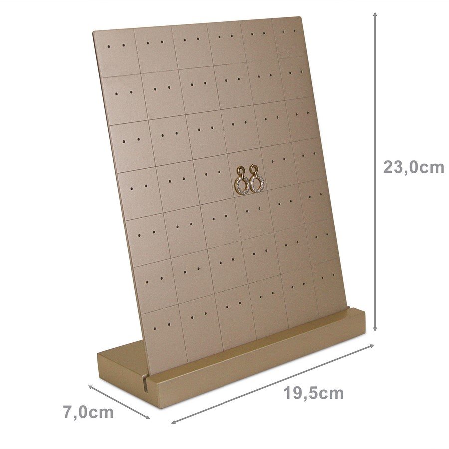 Expositor Amadeirado para Pares de Brincos - 19,5x23x7 cm. Champagne