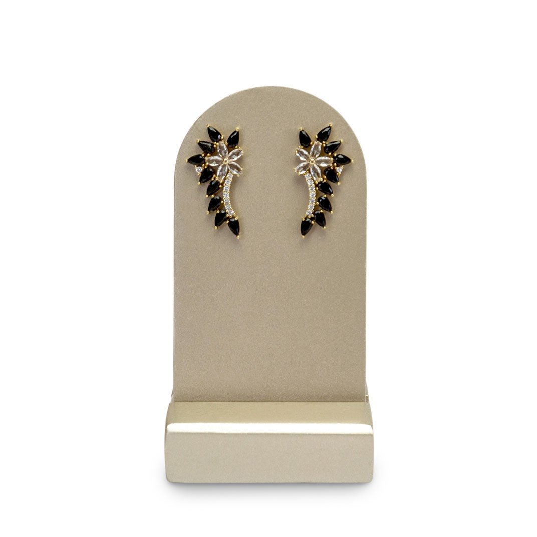 Expositor Amadeirado Brinco Redondo M 10x5x3,5 cm Champagne