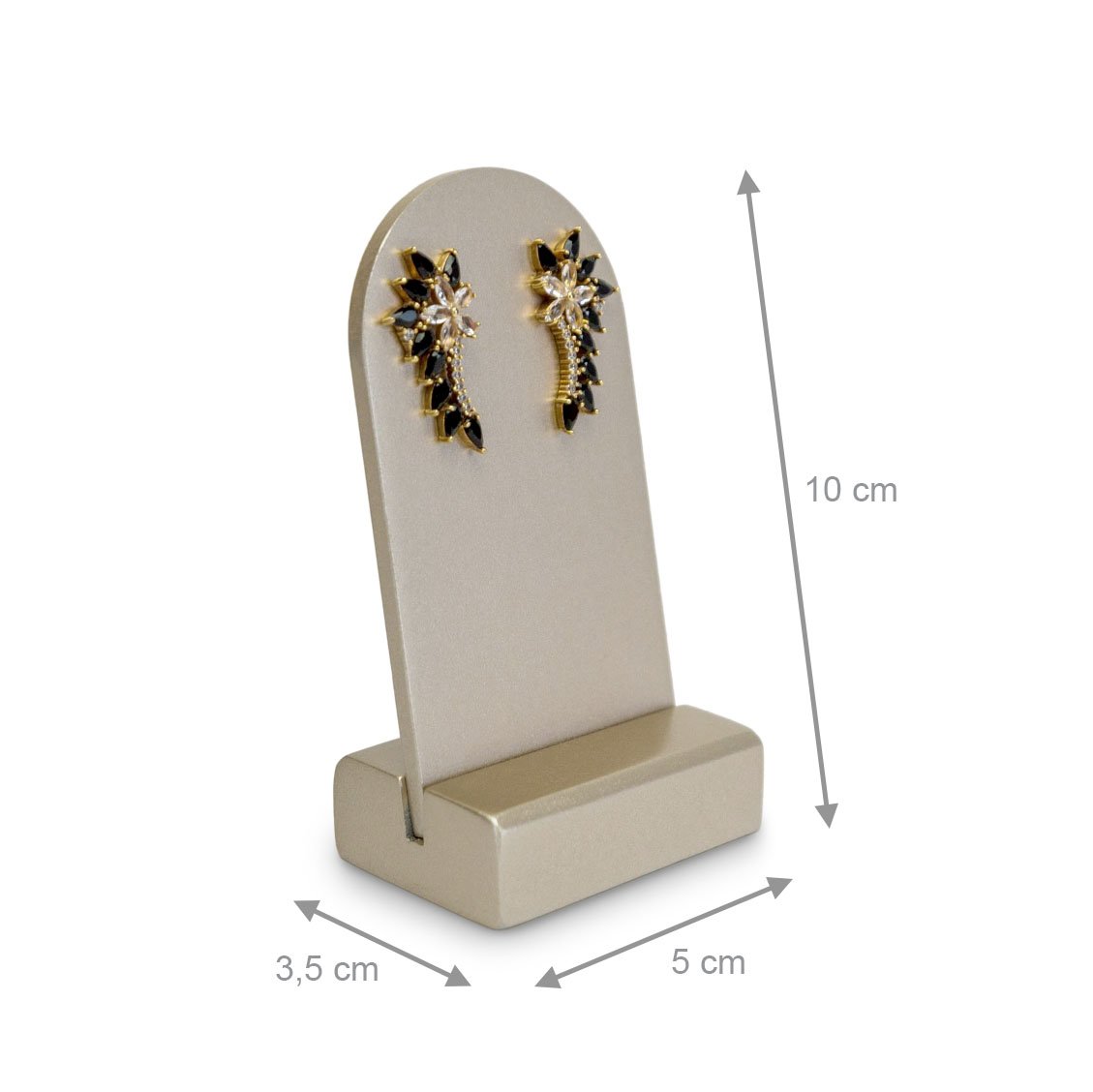 Expositor Amadeirado Brinco Redondo M 10x5x3,5 cm Champagne