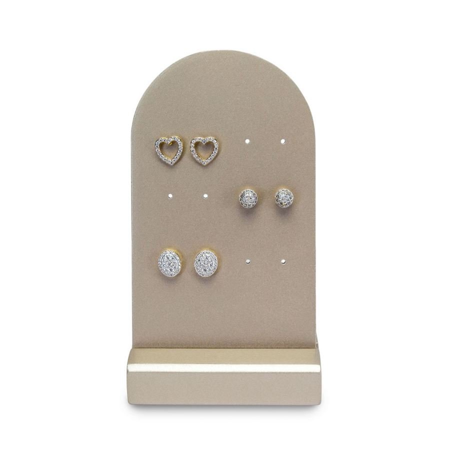 Expositor Amadeirado Brinco Multiplo P 12,5x7x3,5 cm Champagne