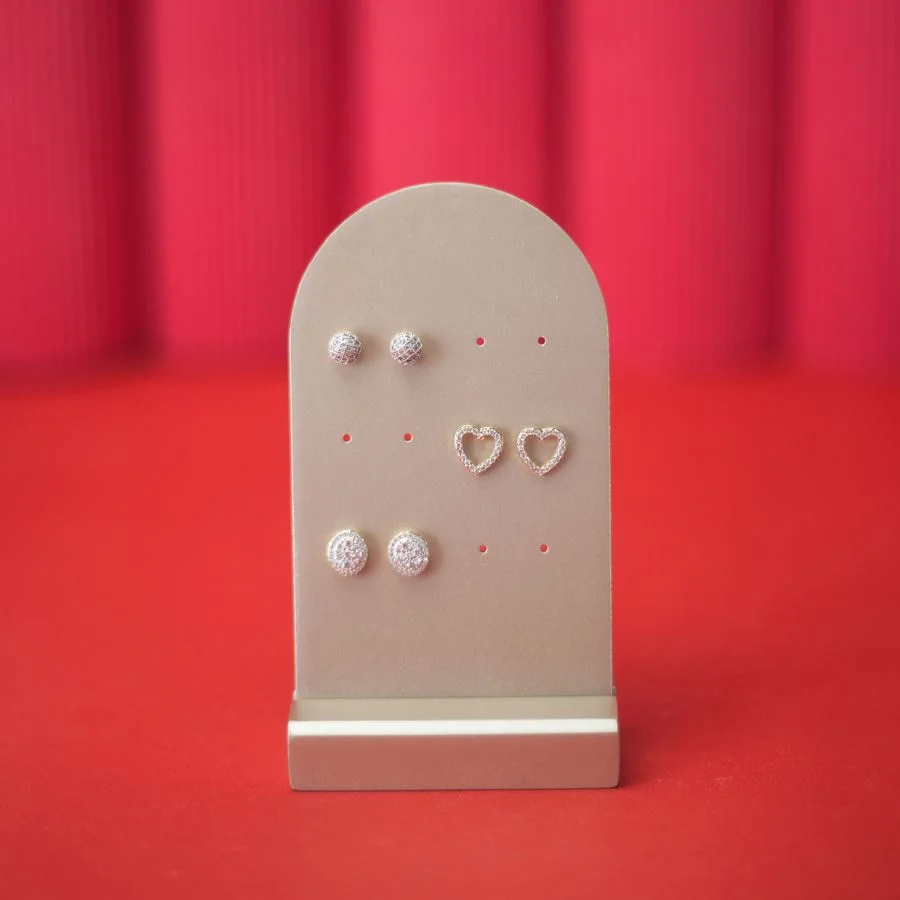 Expositor Amadeirado Brinco Multiplo P 12,5x7x3,5 cm Champagne