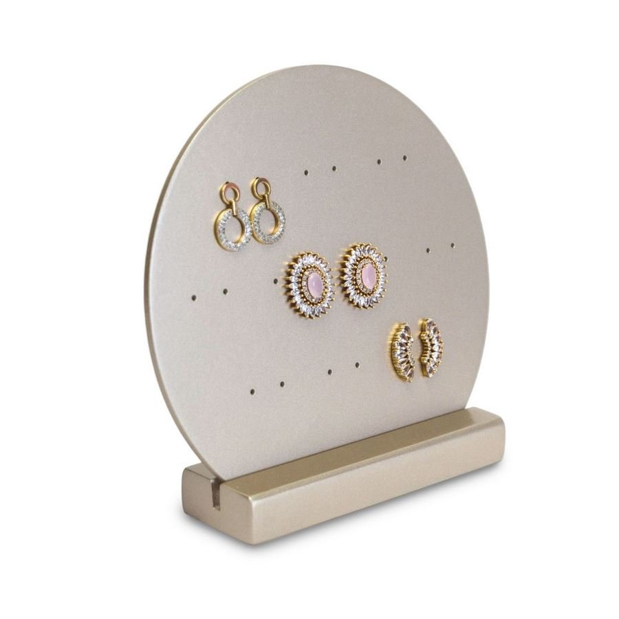 Expositor Amadeirado Multiplo Circulo 14,5x13,5x3,5 cm Champagne